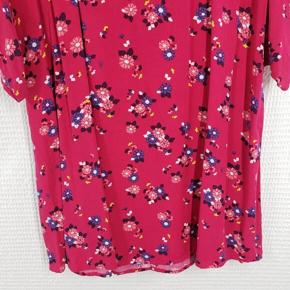 Lane Bryant Top Womens 18/20 Pink Floral V-Neck Flutter Sleeve Preppy Eyelet - Picture 12 of 16